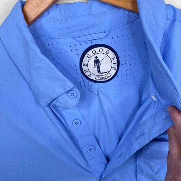 The Good Sir Collection Outdoor Fishing Light Blue Long Sleeve Polo Mens Size XL - Picture 2 of 9